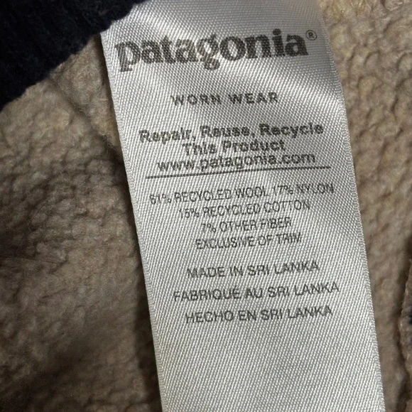 Patagonia Mens M Beige Oatmeal Woolie Fleece Pullover 1/2 Zip Jacket 26905 Gorp - Picture 6 of 10